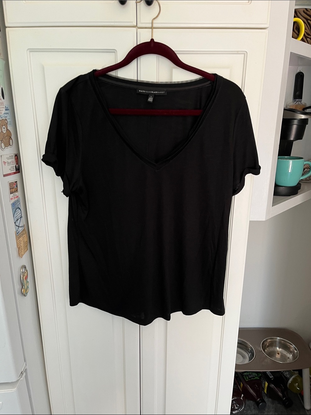 WHBM Black VNeck Tee Shirt Size L